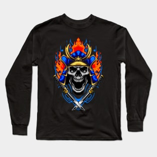 Fire Samurai Skull 03 Long Sleeve T-Shirt